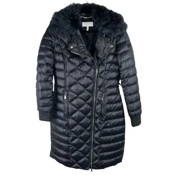 RARE Escada Sport Genuine Fur/Shearling Biker Down Puffer Jacket Coat EU 36 US 6 - Picture 1 of 16